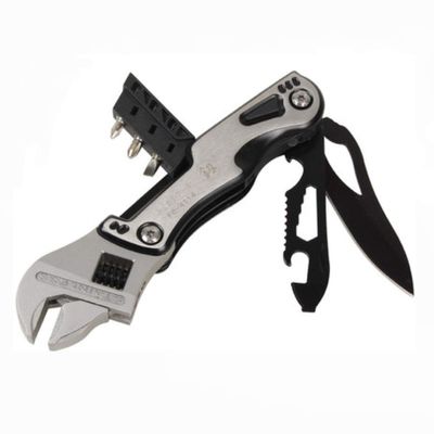 15-in-1 Adjustable Crescent Wrench MultiTool includes Saw, Flat & Phillip Screwdriver Bits, Hex Wrenches, LED Light in the handle and Bonus High Density Nylon Pouch