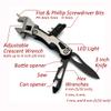 15-in-1 Adjustable Crescent Wrench MultiTool includes Saw, Flat & Phillip Screwdriver Bits, Hex Wrenches, LED Light in the handle and Bonus High Density Nylon Pouch view 2