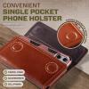 Hengwin Leather Phone Holster Fits for iPhone 17 Pro Max 16 Plus 15 Pro Max 13 Pro Max 12 Pro Max Samsung Galaxy S25 Edge S24 Ultra A15 A25 A54 Belt Case Magnetic Cell Phone Holder Belt Pouch (Brown) view 4