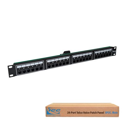 ICC 24-Port Voice Patch Panel, 6P2C Male Amphenol, 1U 19-Inch Rackmount