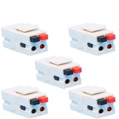 DIYTECH Speaker Keystone Jack  Spring Loaded Speaker Jack for Keystone Wall Plate, Female to Female, for Home Theater Wall Plates - White (5-Pack)