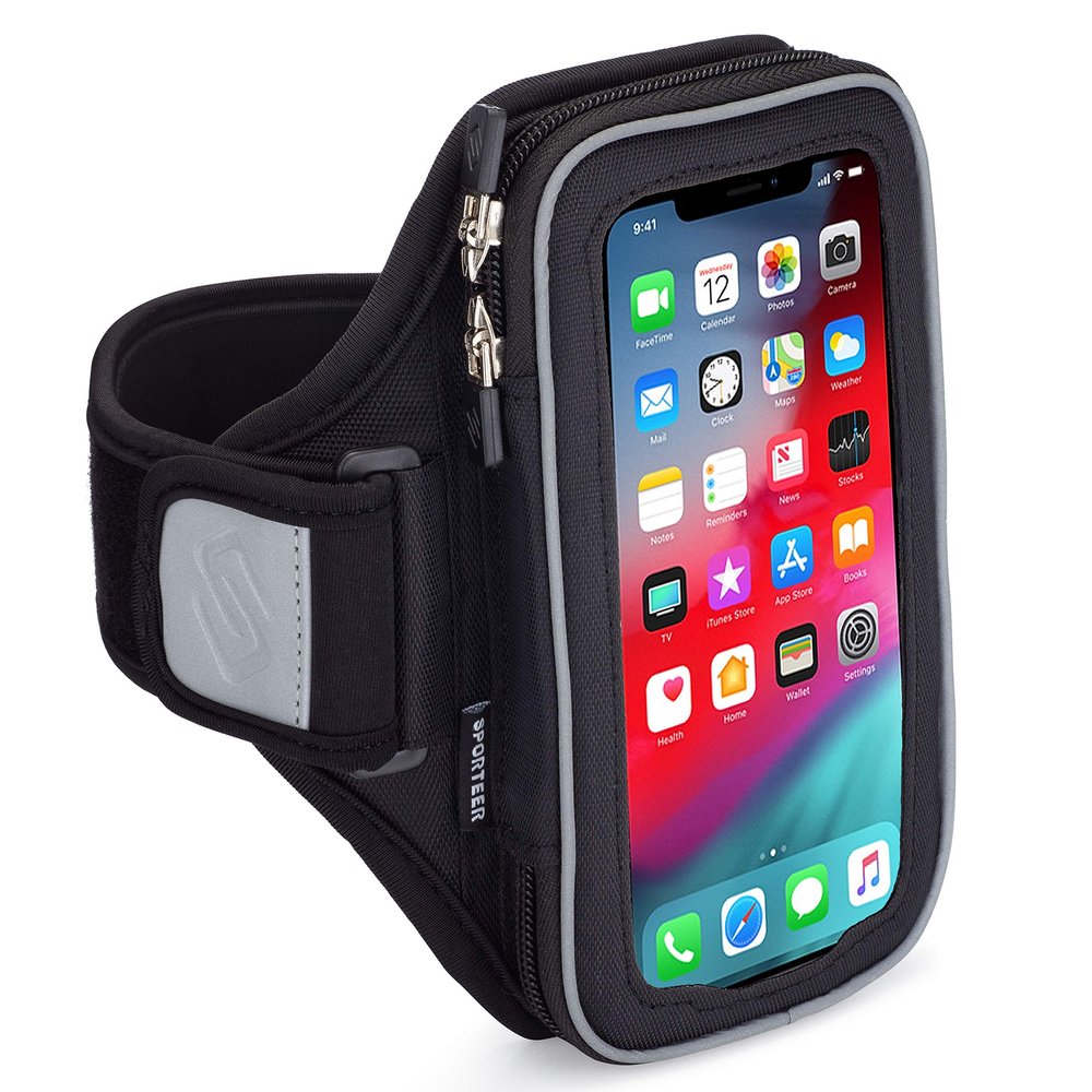 Sporteer Velocity V8 Running Armband - Fits Large Cases - Slim No-Bounce Holder for iPhone 17/16/15 Pro Max & Plus, Galaxy S26+/S25+, Pixel 10 Pro XL - Large-Format Modular Fitness Case