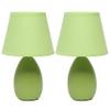 Simple Designs LT2009-GRN-2PK Mini Oval Egg Ceramic Bedside Table Lamp 2 Pack Set, Green view 1