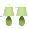 Simple Designs LT2009-GRN-2PK Mini Oval Egg Ceramic Bedside Table Lamp 2 Pack Set, Green view 2