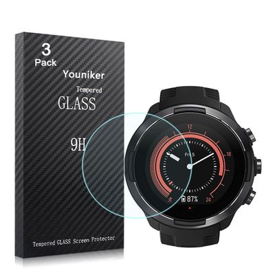 Youniker 3 Pack for Suunto 9 Baro Screen Protector Tempered Glass for Suunto 9 Baro Smart Watch Screen Protectors Foils Glass 9H 0.3MM,Anti-Scratch,Bubble Free
