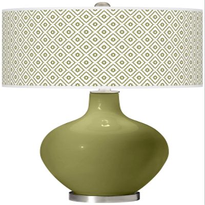 Color + Plus OVO 28 1/2" Diamonds Shade Rural Green Glass Table Lamp