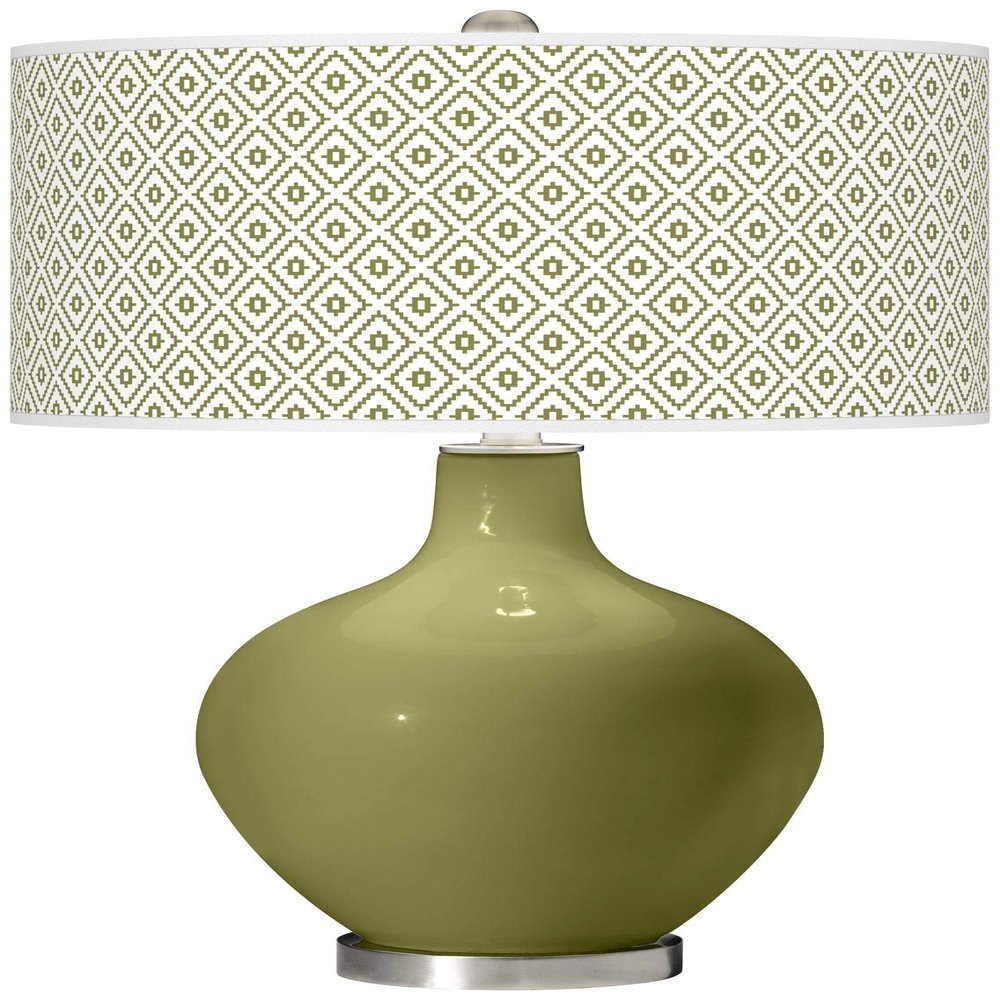 Color + Plus OVO 28 1/2" Diamonds Shade Rural Green Glass Table Lamp