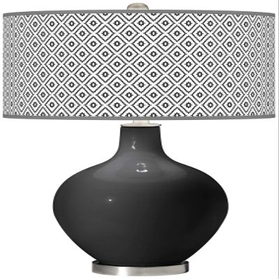 Color + Plus OVO 28 1/2" High Diamonds Shade Tricorn Black Table Lamp
