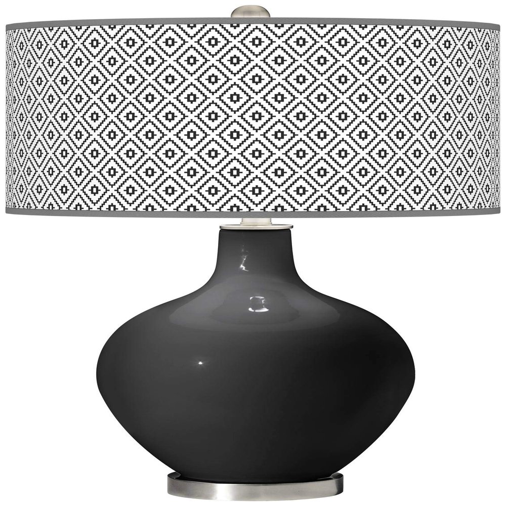 Color + Plus OVO 28 1/2" High Diamonds Shade Tricorn Black Table Lamp