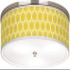 Giclee Gallery 20 1/4" Honeycomb Yellow Print Shade Nickel Ceiling Light view 1