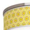 Giclee Gallery 20 1/4" Honeycomb Yellow Print Shade Nickel Ceiling Light view 2