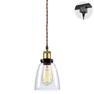 STGLIGHTING 1-Ligh H-Type Track Light Pendants Restaurant Chandelier Brown Weave Cord Glass Lampshade Pendant Light Industrial Factory Pendant Lamp Bulb Not Included