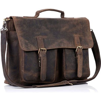 KomalC 16 Inch Leather briefcase Laptop Messenger Bags for Men and Women Best Office Satchel Bag