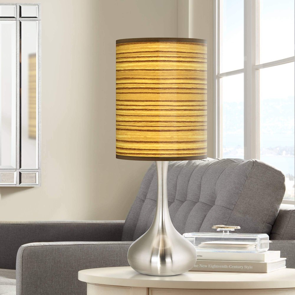 Color Plus Droplet 23 1/2" Faux Tawny Zebrawood Droplet Table Lamp with Print Shade
