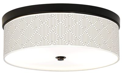 Giclee Gallery Diamond Maze Pattern 14" Wide Bronze LED Ceiling Light with Print Shade