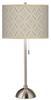 Moroccan Diamonds Giclee Brushed Nickel Table Lamp with Print Shade view 2