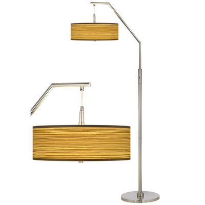 Tawny Zebrawood Giclee Print Shade Arc Floor Lamp