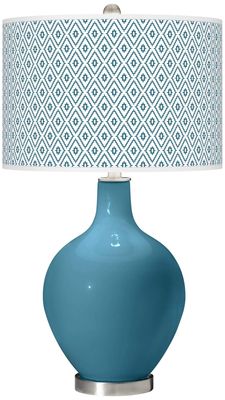 Color + Plus OVO 28 1/2" Diamonds Shade Great Falls Blue Table Lamp