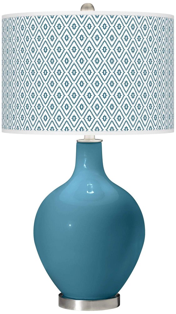 Color + Plus OVO 28 1/2" Diamonds Shade Great Falls Blue Table Lamp
