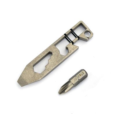 Titaner Titanium Multitool Pry Bar Bottle Opener Screwdriver Wrench Tool EDC Gear Keychain Tools (Grey)