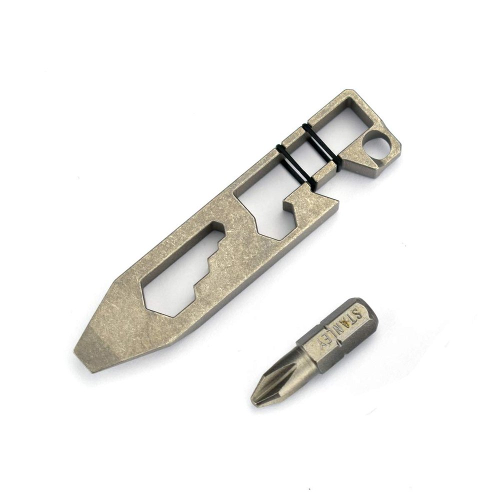 Titaner Titanium Multitool Pry Bar Bottle Opener Screwdriver Wrench Tool EDC Gear Keychain Tools (Grey)