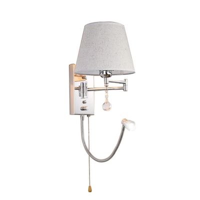 ZJZTD Wall Sconce Pull Chain and Knob Switch Bedroom Bedside Wall Lamp Metal & Cloth Lampshade Led Reading Lamp Work Lights (Size : 30cm22cm)