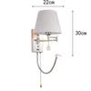ZJZTD Wall Sconce Pull Chain and Knob Switch Bedroom Bedside Wall Lamp Metal & Cloth Lampshade Led Reading Lamp Work Lights (Size : 30cm22cm) view 2