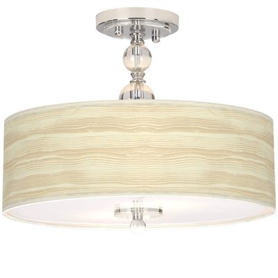 Giclee Gallery 16" Birch Blonde Print Shade with Crystal Ceiling Light