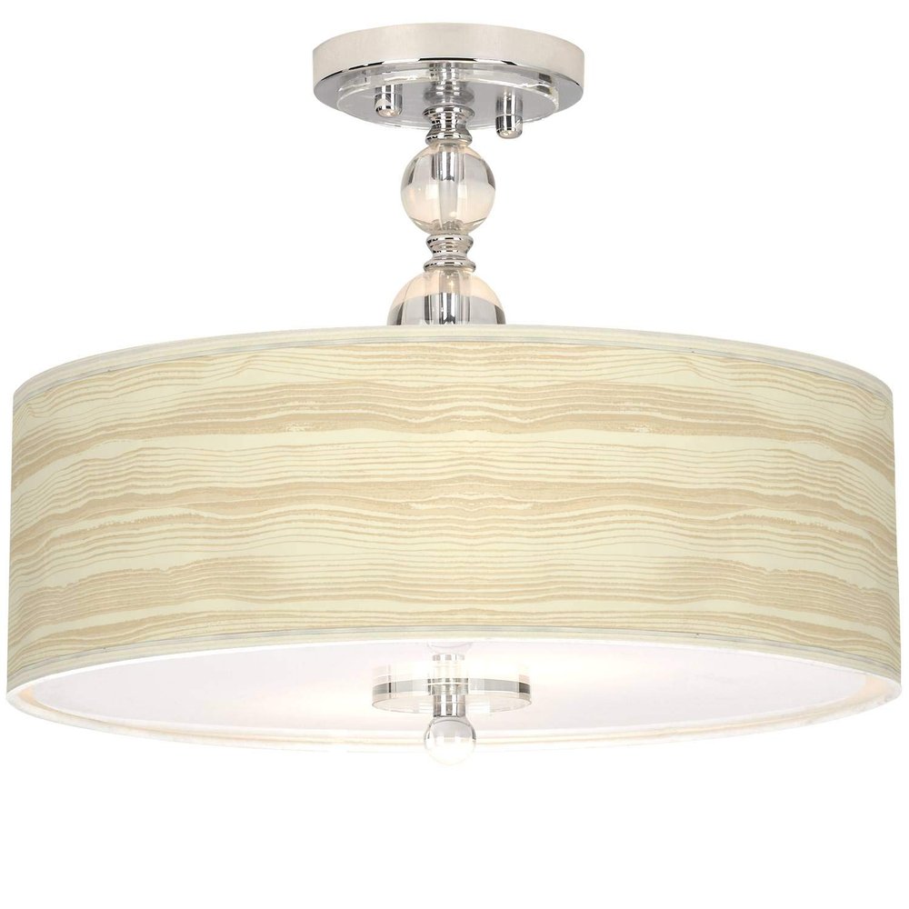 Giclee Gallery 16" Birch Blonde Print Shade with Crystal Ceiling Light