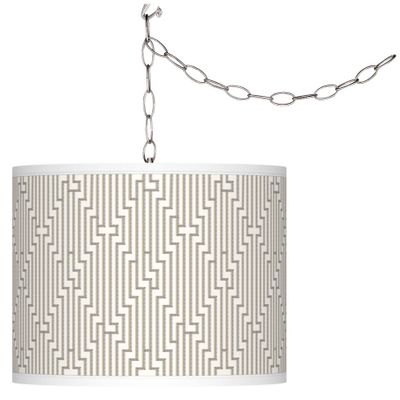 Giclee Glow Diamond Maze Plug-in Swag Pendant with Print Shade