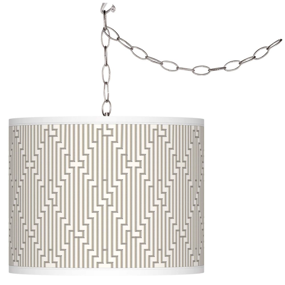 Giclee Glow Diamond Maze Plug-in Swag Pendant with Print Shade