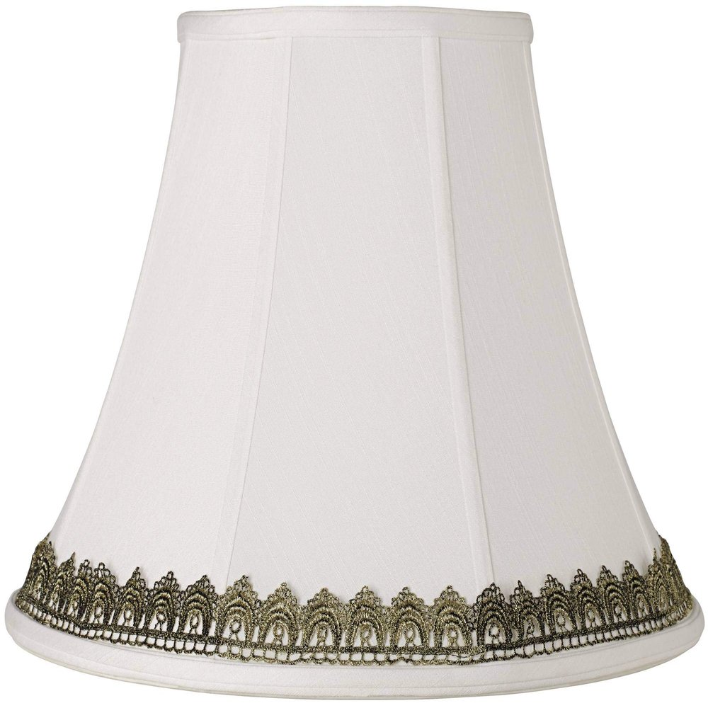 Pre-Assembled Extra Large White Shade with Gold Lace Trim 9x18x13 (Spider)