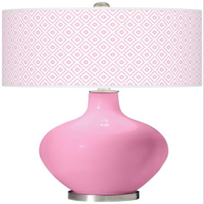 Color + Plus OVO 28 1/2" High Diamonds Shade Candy Pink Table Lamp