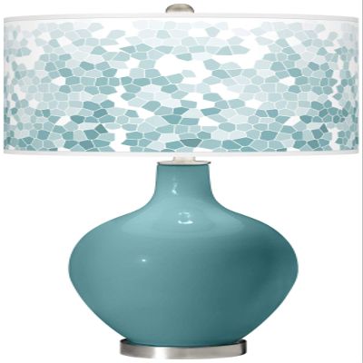 Color + Plus OVO 28 1/2" Mosaic Shade Reflecting Pool Blue Table Lamp