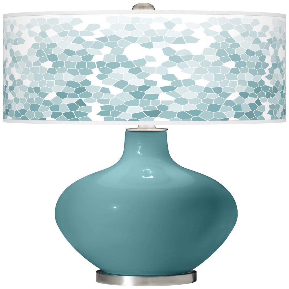Color + Plus OVO 28 1/2" Mosaic Shade Reflecting Pool Blue Table Lamp