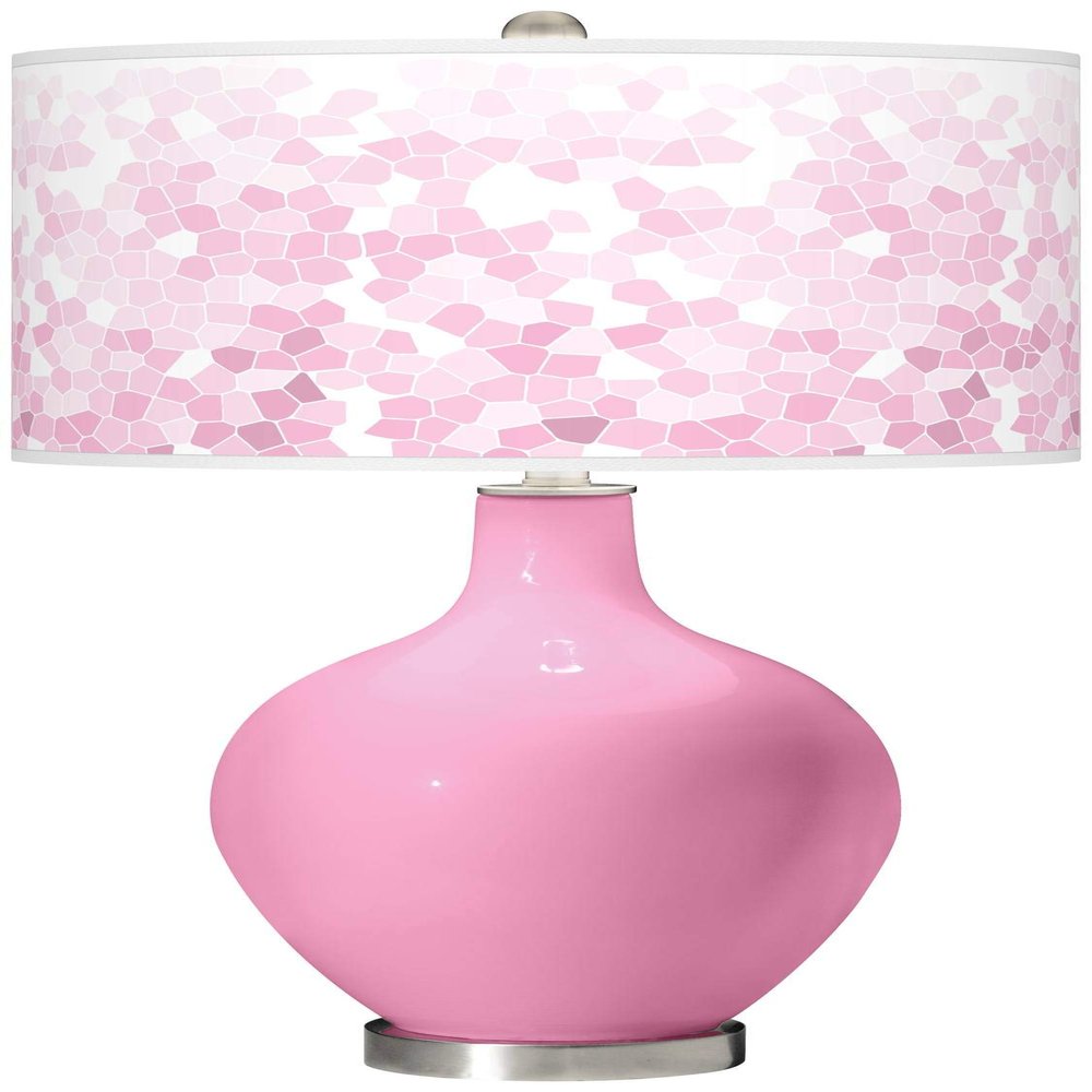 Color + Plus OVO 28 1/2" High Mosaic Shade Candy Pink Table Lamp