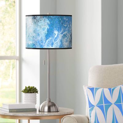 Giclee Glow 28" High Modern Ultrablue Print Shade Brushed Nickel Table Lamp