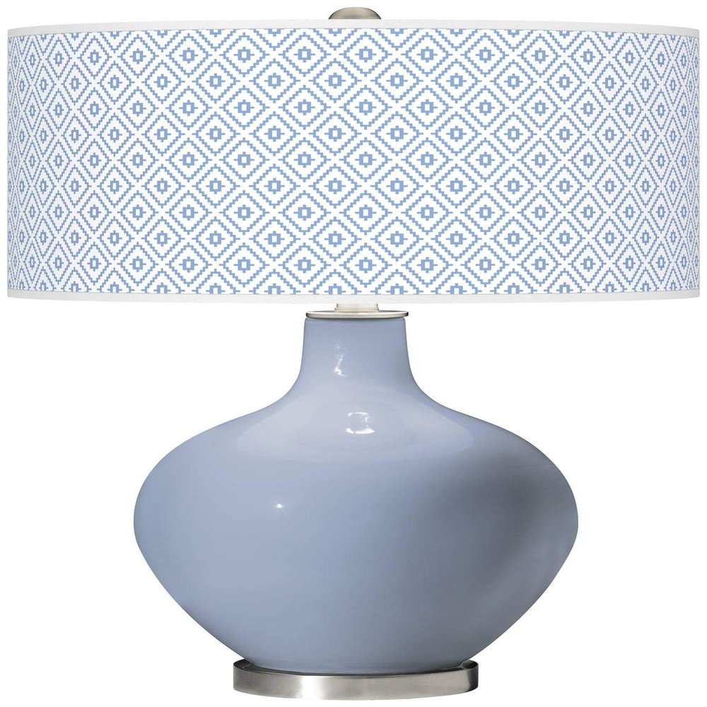 Color + Plus OVO 28 1/2" High Diamonds Shade Sky Blue Table Lamp