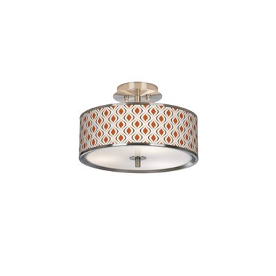 Giclee Glow Retro Lattice 14" Wide Ceiling Light with Print Shade