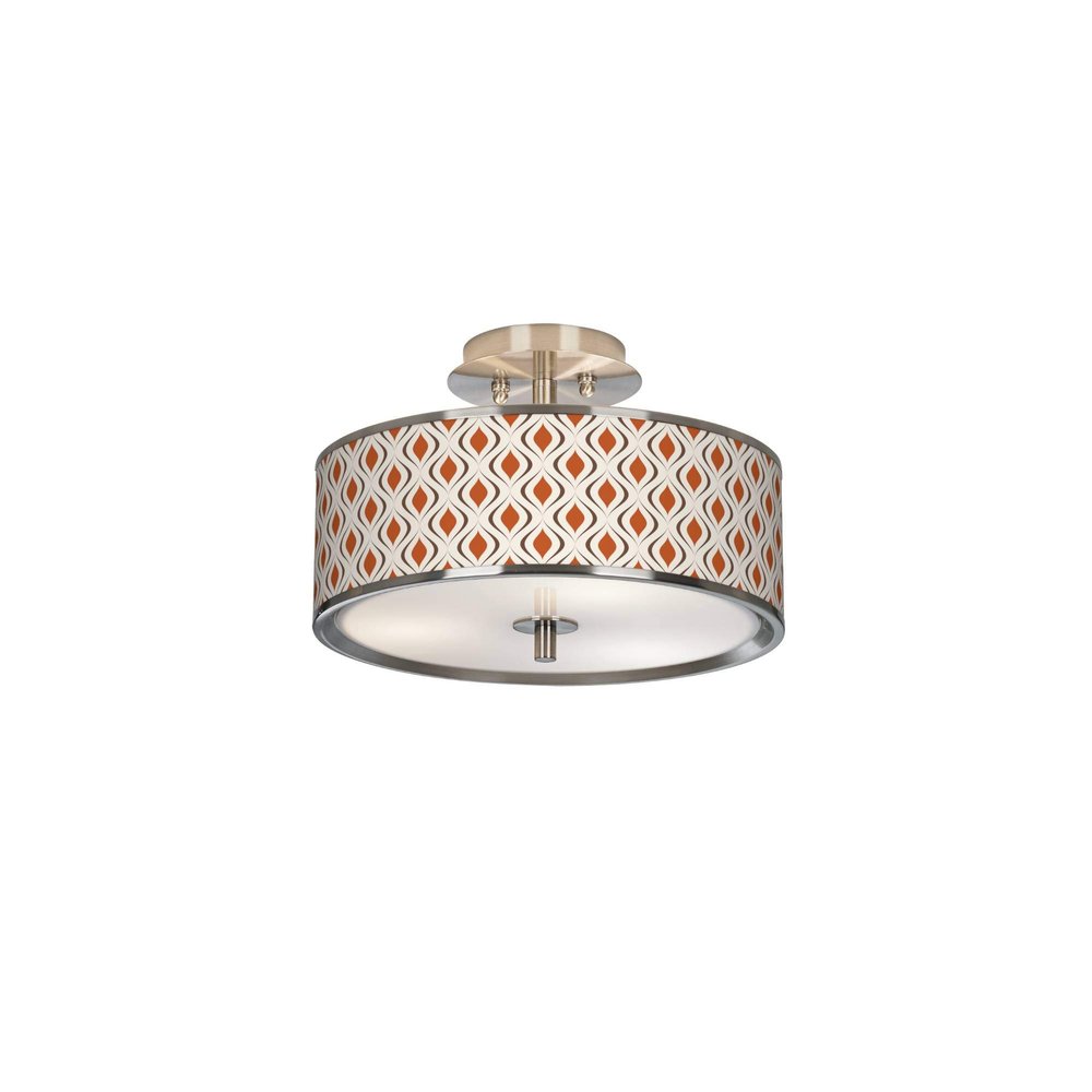 Giclee Glow Retro Lattice 14" Wide Ceiling Light with Print Shade