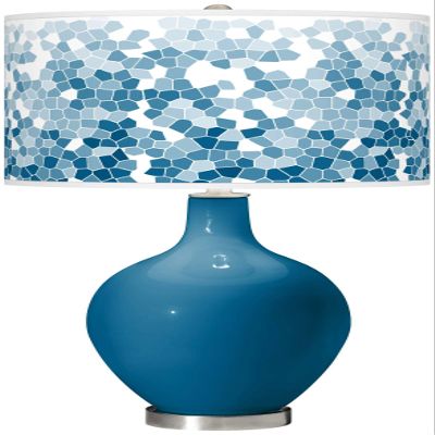 Color + Plus OVO 28 1/2" High Mosaic Shade Mykonos Blue Table Lamp
