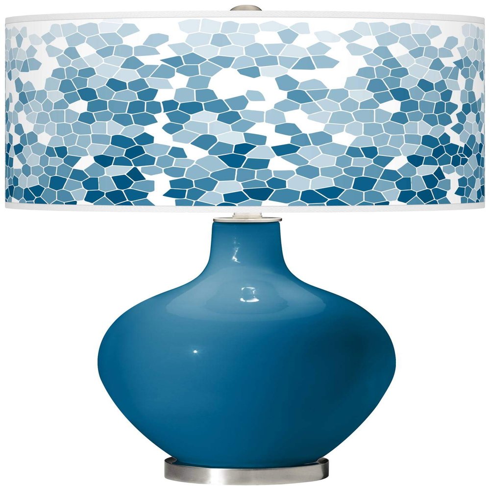 Color + Plus OVO 28 1/2" High Mosaic Shade Mykonos Blue Table Lamp