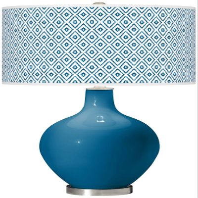 Colro Plus OVO 28 1/2" Diamonds Shade Mykonos Blue Table Lamp