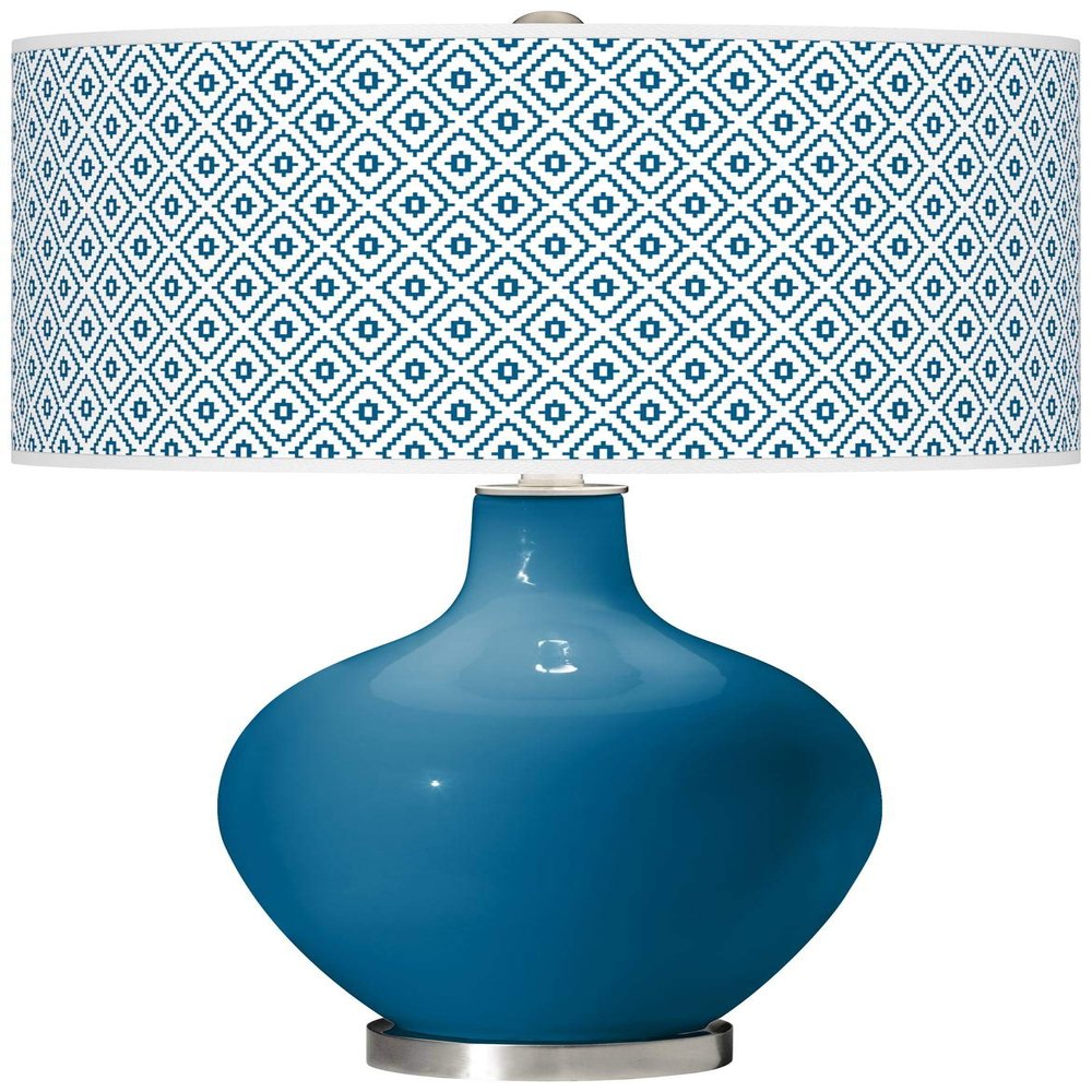 Colro Plus OVO 28 1/2" Diamonds Shade Mykonos Blue Table Lamp