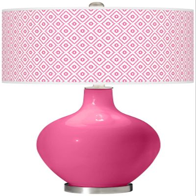 Color + Plus OVO 28 1/2" High Diamonds Shade Blossom Pink Table Lamp