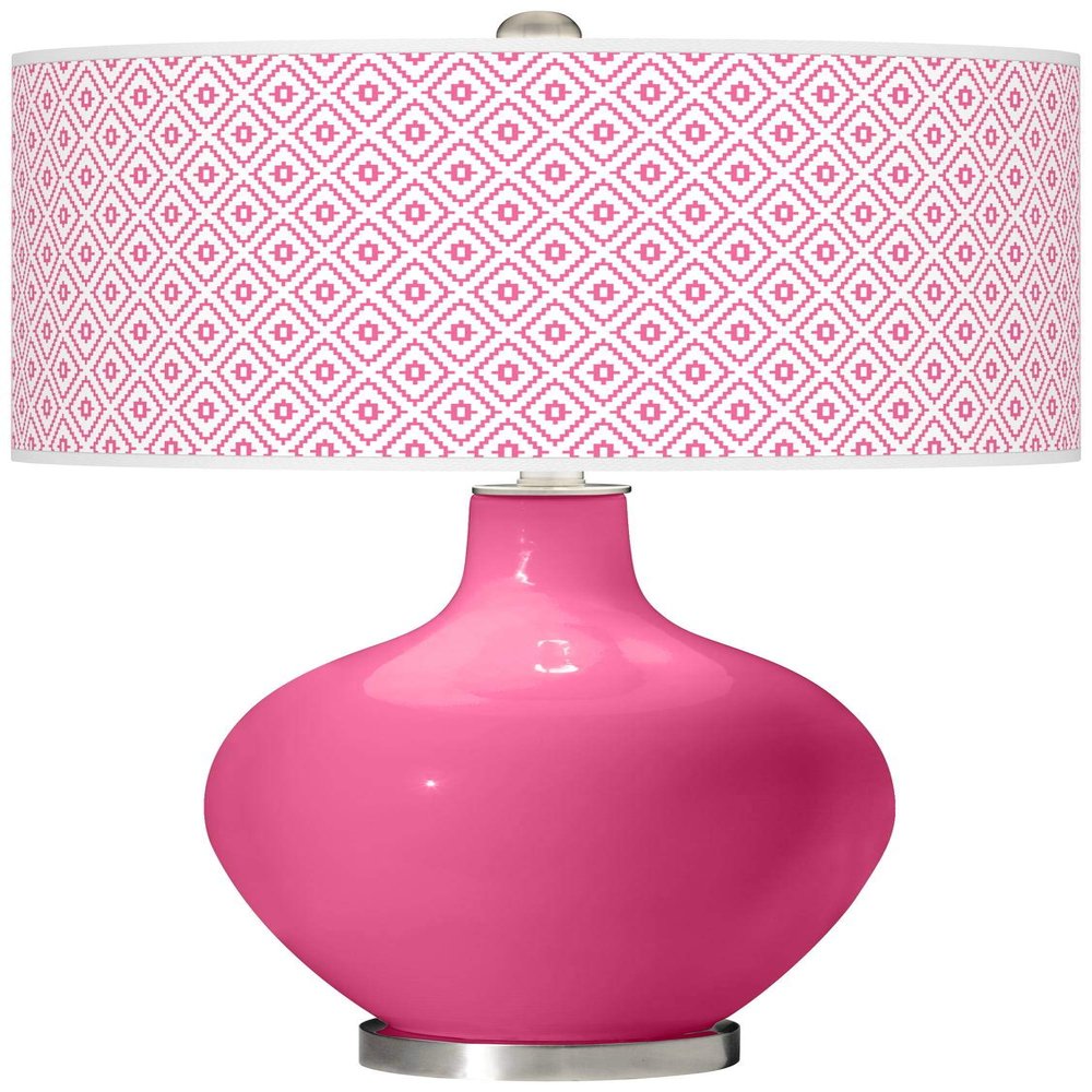 Color + Plus OVO 28 1/2" High Diamonds Shade Blossom Pink Table Lamp