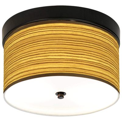 14" Wide Tawny Zebrawood Print Bronze LED Flush Mount Ceiling Light Fixture