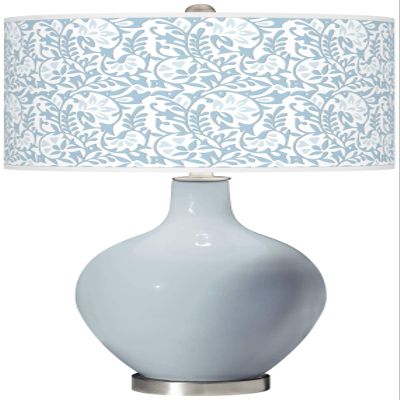 Color + Plus OVO 28 1/2" High Gardenia Shade Take Five Blue Table Lamp