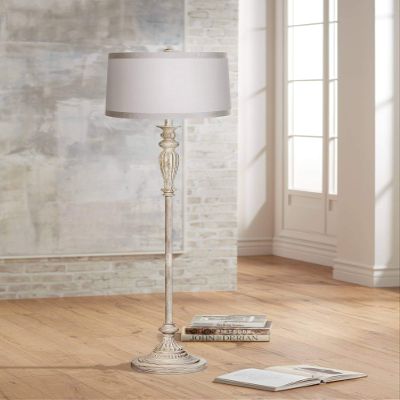 360 Lighting Vintage Chic 60" Tall White Drum and Antique White Floor Lamp