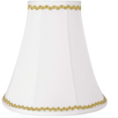 Extra Large White Shade with Metallic Gold Wave Trim 9x18x13 (Spider)